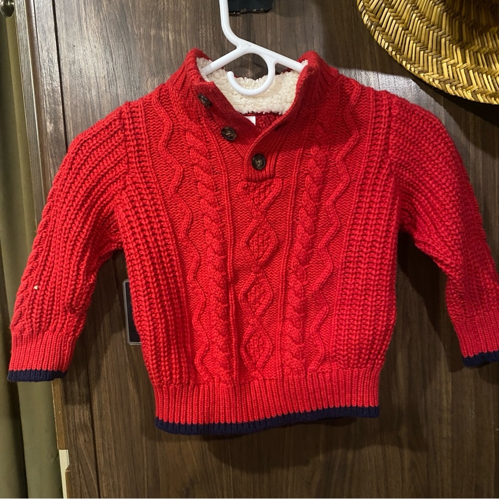 baby GAP Red Toddler Sweater cable knit 2t red boys girls - Picture 2 of 4